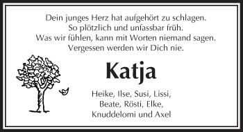 Traueranzeige von Katja Lerch von  Kreisanzeiger