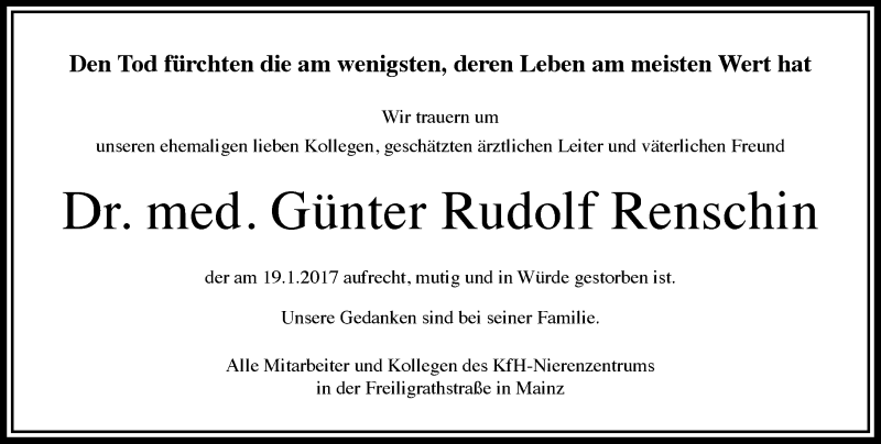  Traueranzeige für Günter Rudolf Renschin vom 04.02.2017 aus Trauerportal Rhein Main Presse