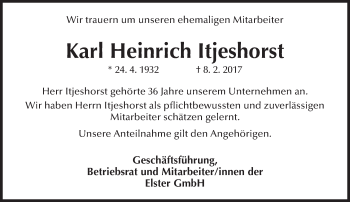 Traueranzeige von Karl Heinrich Itjeshorst von Trauerportal Rhein Main Presse