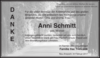 Traueranzeige von Anni Schmitt von  Usinger Anzeiger