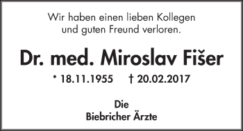Traueranzeige von Miroslav Fiser von Trauerportal Rhein Main Presse