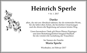 Traueranzeige von Heinrich Sperle von Trauerportal Rhein Main Presse