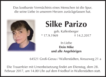 Traueranzeige von Silke Parizo von Trauerportal Echo Online