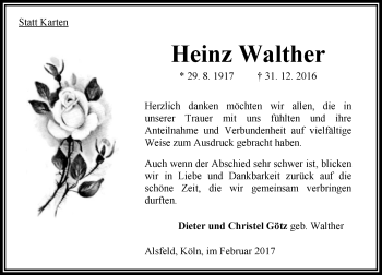 Traueranzeige von Heinz Walther von VRM Trauer