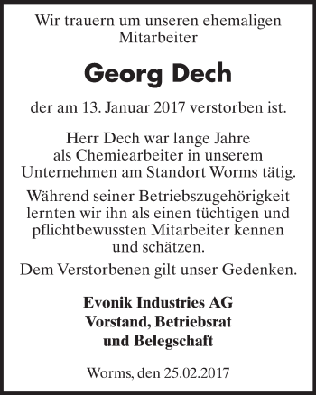 Traueranzeige von Georg Dech von Trauerportal Rhein Main Presse