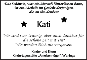 Traueranzeige von Katja Lerch von  Kreisanzeiger