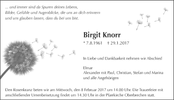 Traueranzeige von Birgit Knorr von  Camberger Anzeiger