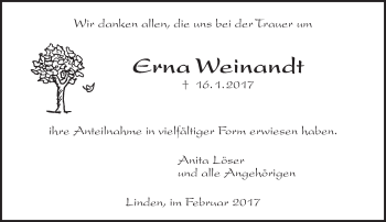 Traueranzeige von Erna Weinandt von  Gießener Anzeiger