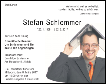 Traueranzeige von Stefan Schlemmer von VRM Trauer