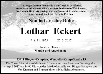 Traueranzeige von Lothar Eckert von Trauerportal Rhein Main Presse