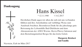 Traueranzeige von Hans Kissel von Trauerportal Rhein Main Presse