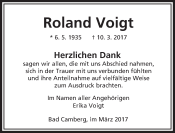 Traueranzeige von Roland Voigt von  Camberger Anzeiger
