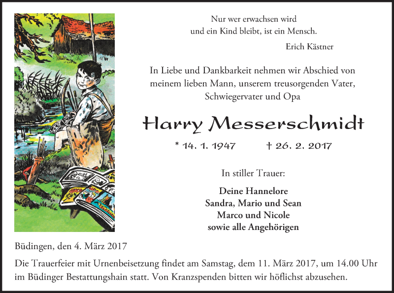  Traueranzeige für Harry Messerschmidt vom 04.03.2017 aus  Kreisanzeiger