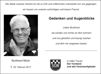 Traueranzeige von Burkhard Mück von  Usinger Anzeiger