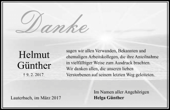 Traueranzeige von Helmut Günther von VRM Trauer
