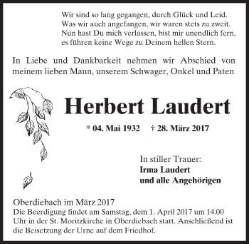 Traueranzeige von Herbert Laudert von Trauerportal Rhein Main Presse