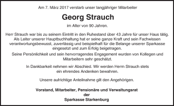 Traueranzeige von Georg Strauch von Trauerportal Echo Online