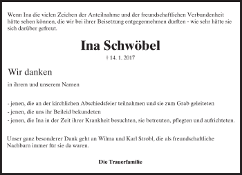 Traueranzeige von Ina Schwöbel von Trauerportal Echo Online