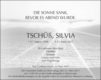 Traueranzeige von Silvia  von  Camberger Anzeiger