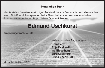 Traueranzeige von Edmund Uschkurat von Trauerportal Echo Online