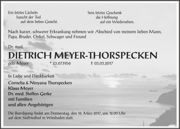 Traueranzeige von Dietrich Meyer-Thorspecken von Trauerportal Rhein Main Presse