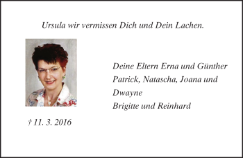 Traueranzeige von Ursula Arras von Trauerportal Echo Online