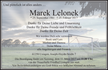 Traueranzeige von Marek Lelonek von  Usinger Anzeiger