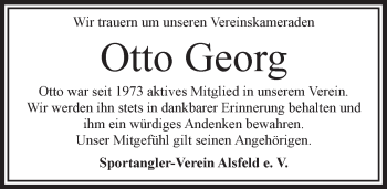 Traueranzeige von Otto Georg von VRM Trauer