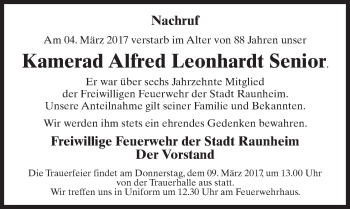 Traueranzeige von Alfred Leonhardt von Trauerportal Rhein Main Presse
