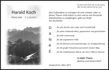 Traueranzeige von Harald Koch von Trauerportal Echo Online