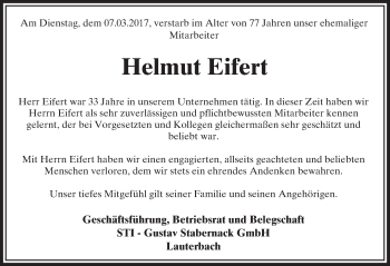 Traueranzeige von Helmut Eifert von VRM Trauer