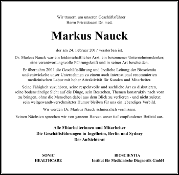 Traueranzeige von Markus Nauck von Trauerportal Rhein Main Presse
