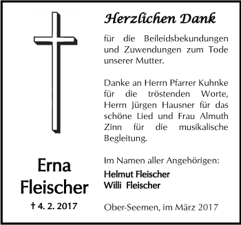 Traueranzeige von Erna Fleischer von  Kreisanzeiger