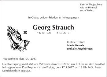 Traueranzeige von Georg Strauch von Trauerportal Echo Online