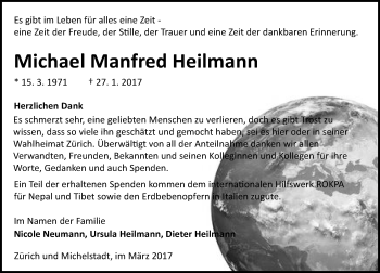 Traueranzeige von Michael Manfred Heilmann von Trauerportal Echo Online