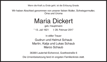 Traueranzeige von Hildegard Lipsch von VRM Trauer