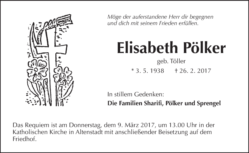 Traueranzeige für Elisabeth Pölker vom 04.03.2017 aus  Kreisanzeiger