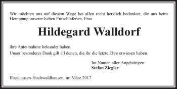 Traueranzeige von Hildegard Walldorf von VRM Trauer