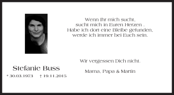 Traueranzeige von Stefanie Buss von Trauerportal Rhein Main Presse