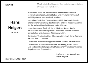 Traueranzeige von Hans Heigert von Trauerportal Rhein Main Presse
