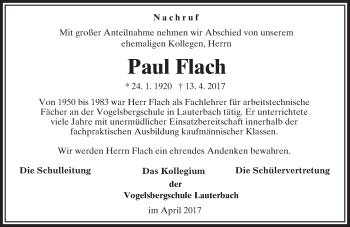 Traueranzeige von Paul Flach von VRM Trauer