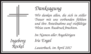 Traueranzeige von Ingeborg Rockel von VRM Trauer