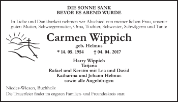 Traueranzeige von Carmen Wippich von Trauerportal Rhein Main Presse