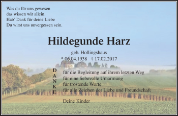 Traueranzeige von Hildegunde Harz von  Camberger Anzeiger