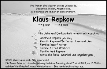 Traueranzeige von Klaus Repkow von Trauerportal Rhein Main Presse