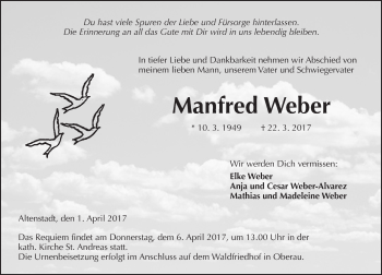 Traueranzeige von Manfred Weber von  Kreisanzeiger