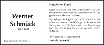 Traueranzeige von Werner Schmück von  Kreisanzeiger
