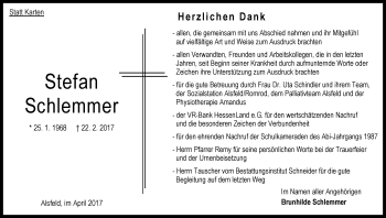 Traueranzeige von Stefan Schlemmer von VRM Trauer