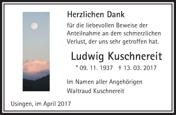 Traueranzeige von Ludwig Kuschnereit von  Usinger Anzeiger