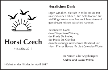 Traueranzeige von Horst Czech von  Kreisanzeiger